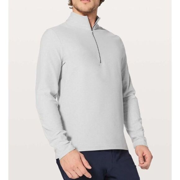 Lululemon Surge Warm 1/2 ZIP light gray SHIRT TOP MENS M L - Picture 2 of 10